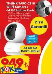 TP-LİNK TAPO C210 Wİ-Fİ KAMERA+ 64 GB HAFIZA KARTI BEBEK / GÜVENLİK KAMERASI